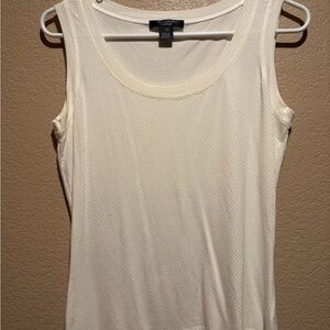 St. John Cream W/ Subtle Sequins Textured Tank Top